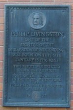plaque commemorating Philip Livingston's boyhood home